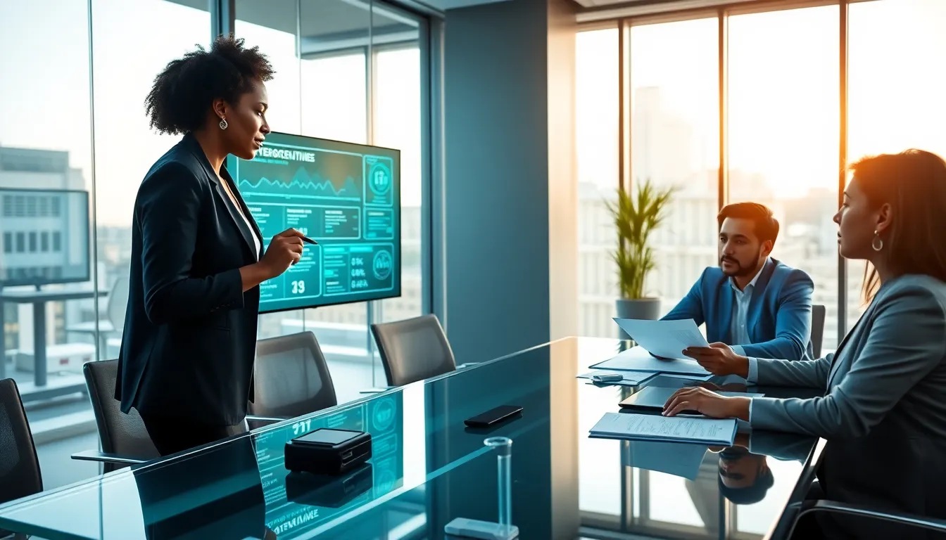 diverse cybersecurity team collaborating in a modern office.